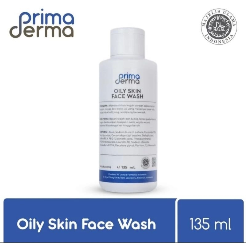 PRIMADERMA OILY SKIN FACE WASH UNTUK KULIT KUSAM BERMINYAK (MELEMBABKAN MENGONTROL MINYAK MENGECILKA