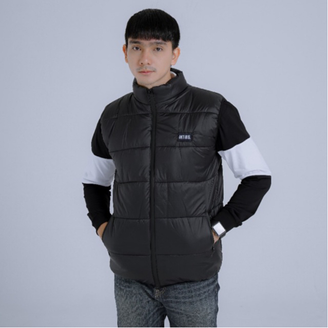 Jaket Pria Tebal Windbreaker Touring Sunmori Motor Vespa Puffer Vest Jacket In Black