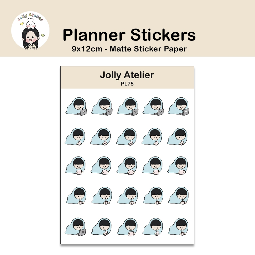 

Cuddle inside blanket / cold stickersheet | planner sticker [jollyatelier]