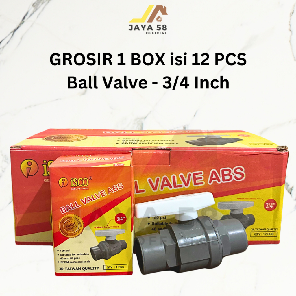 GROSIR 1 Box 12 pcs Stop Kran Ball Valve PVC 3/4 Inch ISCO / Stop Keran Pipa Ballvalve
