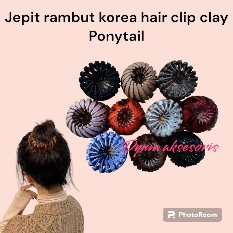 Jepit rambut korea hair clip clay ponytail murah aksesoris ikat rambut Korea unik termurah berkualit