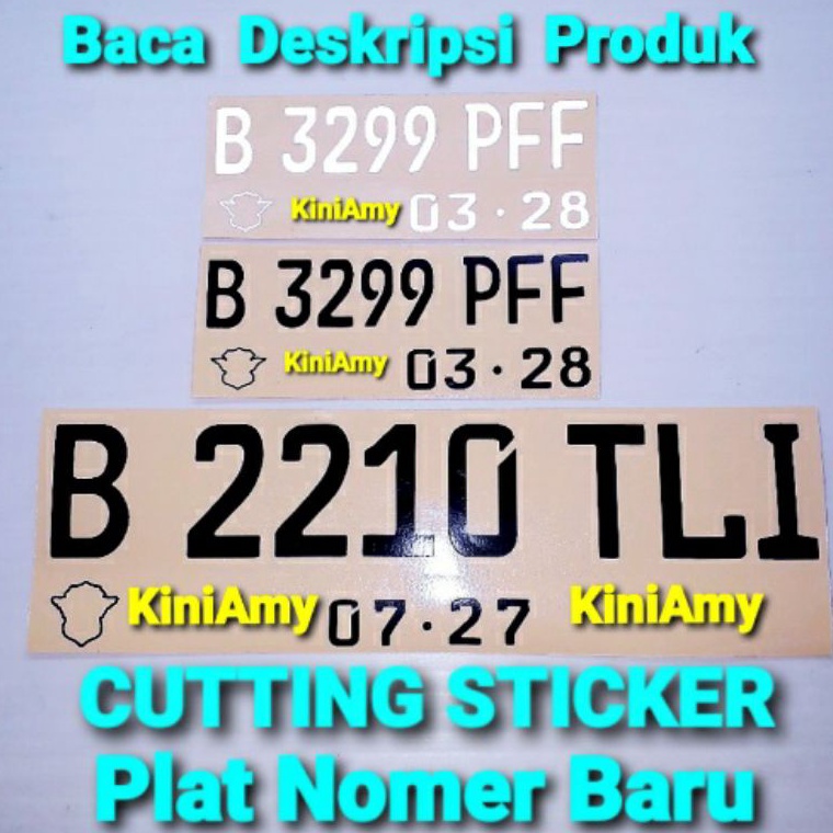 RWM Cutting Sticker Plat Nomer Motor Plat Nomer Mobil Terbaru FONTS BARU Harga Sepasang Depan Belaka