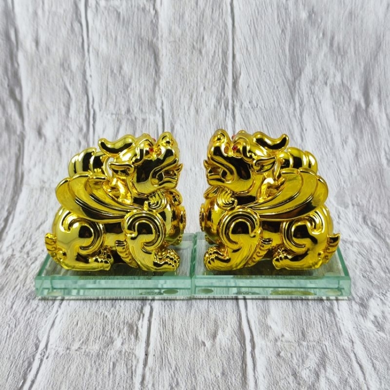 SEPASANG PATUNG PIXIU GOLD KECIL