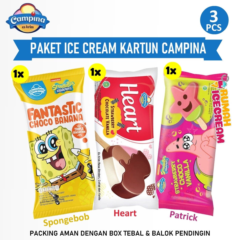 

GROSIR MURAH Ice Cream Kartun Campina 3pcs