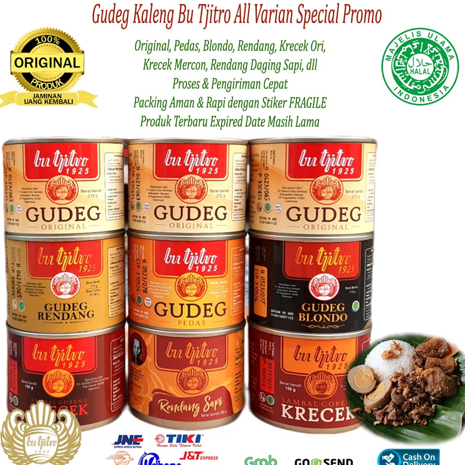 

PAKET LENGKAP Gudeg Kaleng Bu Tjitro All Varian Special Promo Free Bubble Wrap
