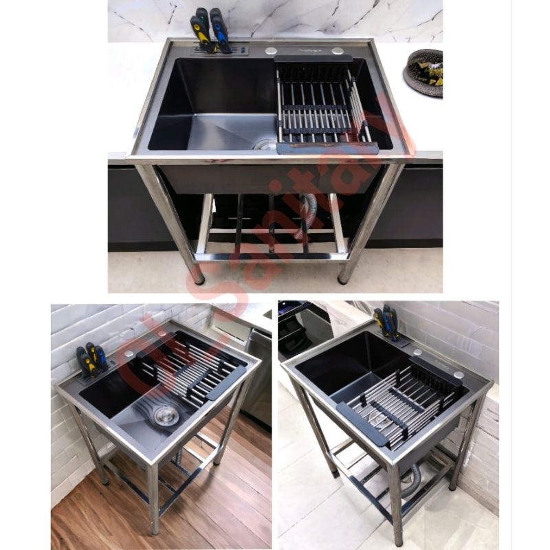 bak cuci piring portable kitchen sink portable stainless sink portable sink hitam portable