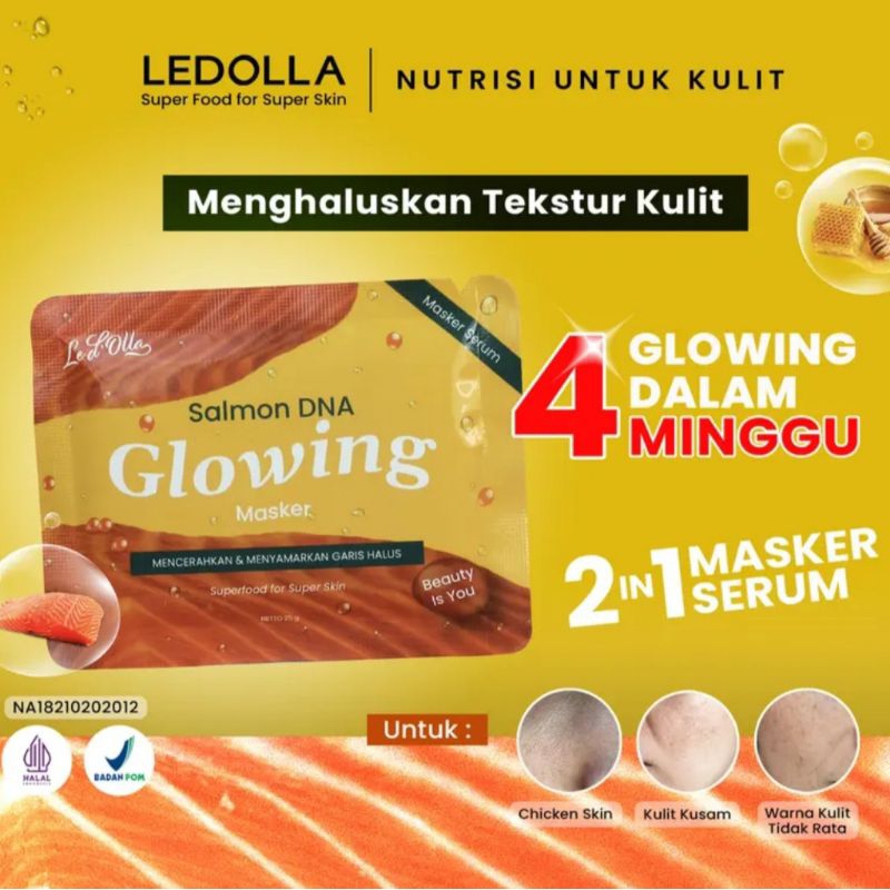 LEDOLLA Masker Wajah Glowing & Mencerahkan DNA Salmon