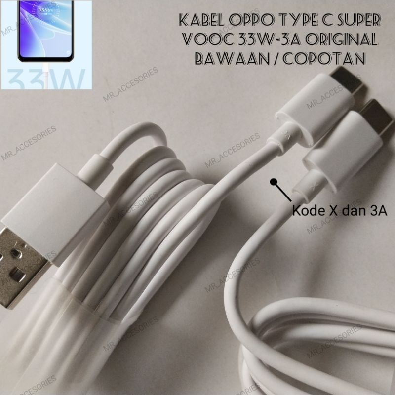Kabel Data Oppo Original Type C Super Vooc Oppo Reno 2 3 4 5 6 A52 A53 A54 A57 A95 A96 A74 A76 A77s 