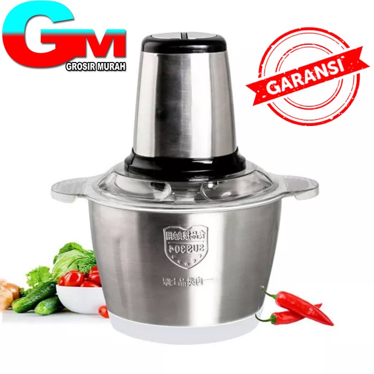 Mho Blender Daging Stainless 2L  Penggiling Daging dan Bumbu Masak  Blender Chopper Serbaguna