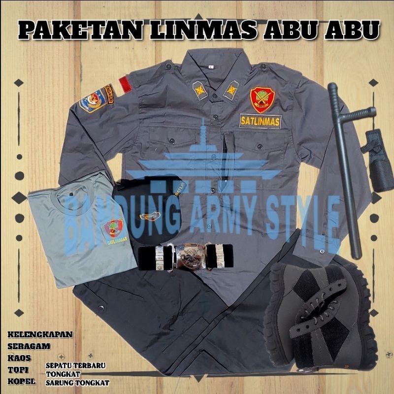 LINMAS KEMENDAGRI / LINMAS ABU / LINMAS TERBARU / SERAGAM LINMAS / PAKAIAN SET LENGKAP LINMAS