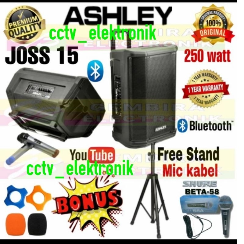 Speaker Portable ASHLEY JOSS 15 Speaker BLUTOOTH 15 INCH Speaker ASHLEY JOSS 15