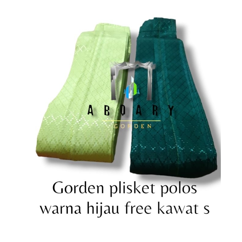 Gorden polos warna hijau tua model plisket free kawat s