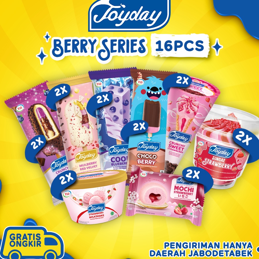 

DDZV8667 C6369 Joyday Ice Cream Berry Series Package Isi 16 Eskrim Mix