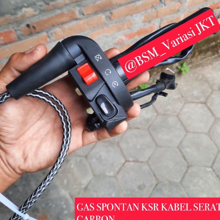Gas spontan domino ksr  kabel gas serat carbon panjang 21cm pemakain universal MURAH KUALITAS GAS SP