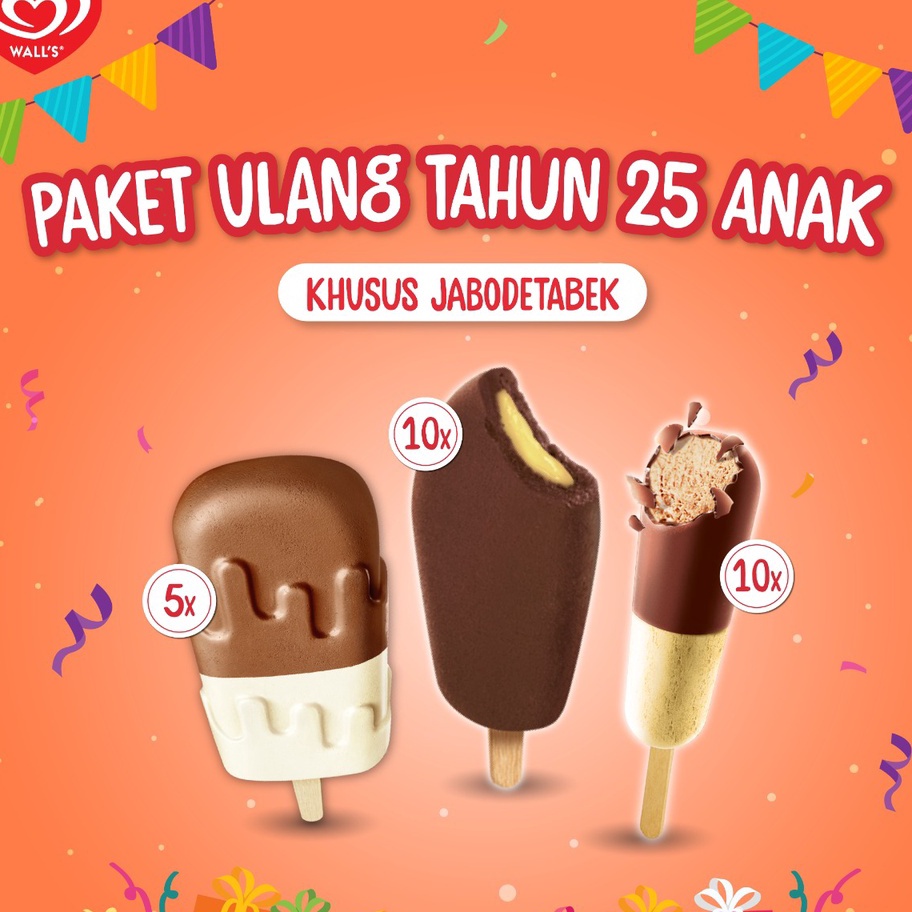 

JMBG454 COD NEWPRODUCT Walls Ice Cream Paket Ulang Tahun 25 Anak Es Krim Walls