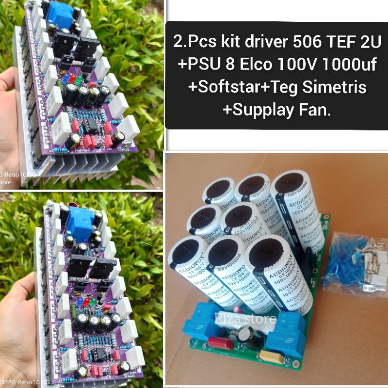 2.Pcs kit driver power amplifier SOCL 506 TEF 8set tr final Toshiba+Kit PSU 8 elco 100v 10000uf Audi
