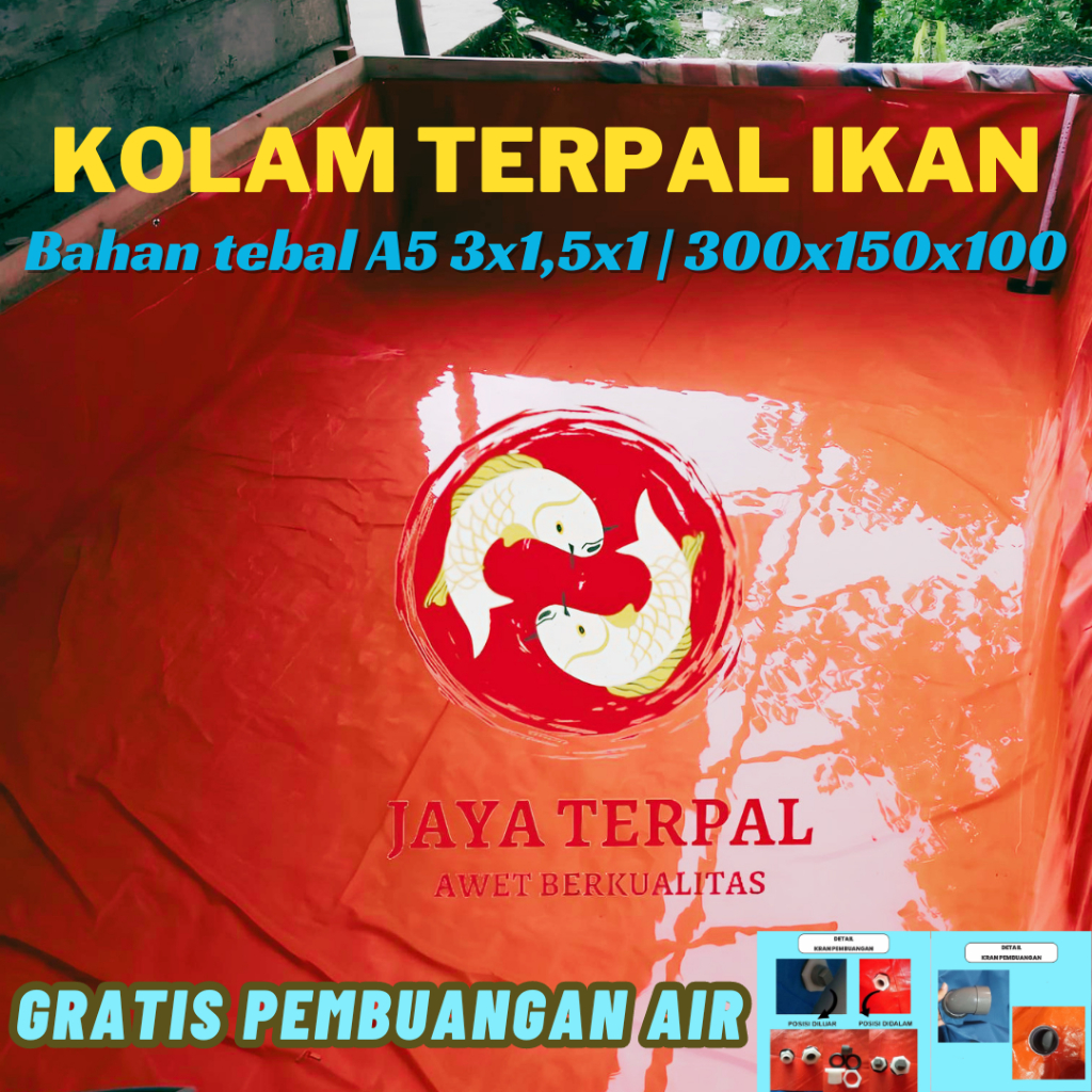 Kolam Terpal Ikan Bahan Tebal A5 3x1,5x1 300x150x100 - Ready, Bisa COD