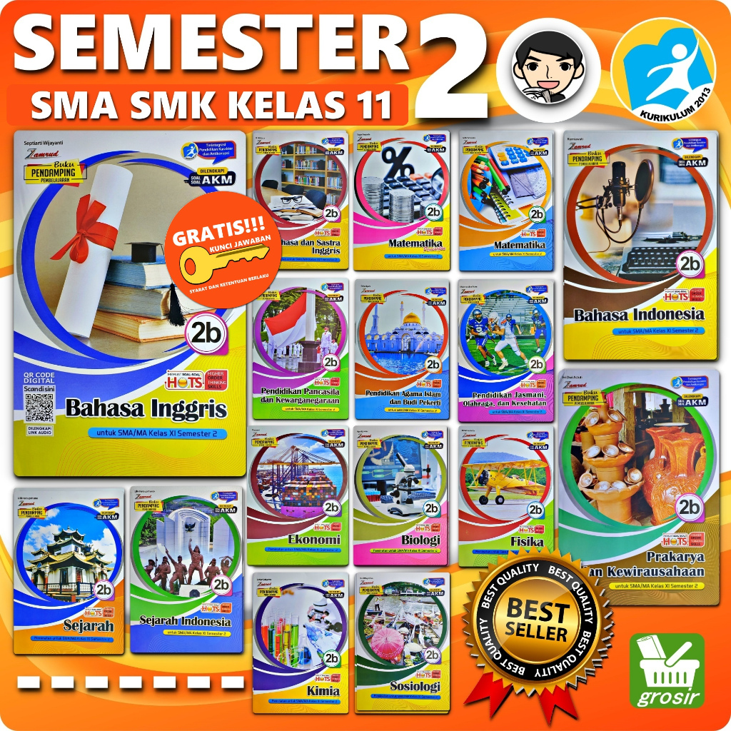 LKS SMA KELAS XI 11 SEMESTER 2 KURIKULUM 13 K13 | MATEMATIKA, BAHASA INGGRIS, INDONESIA, SASTRA INGG