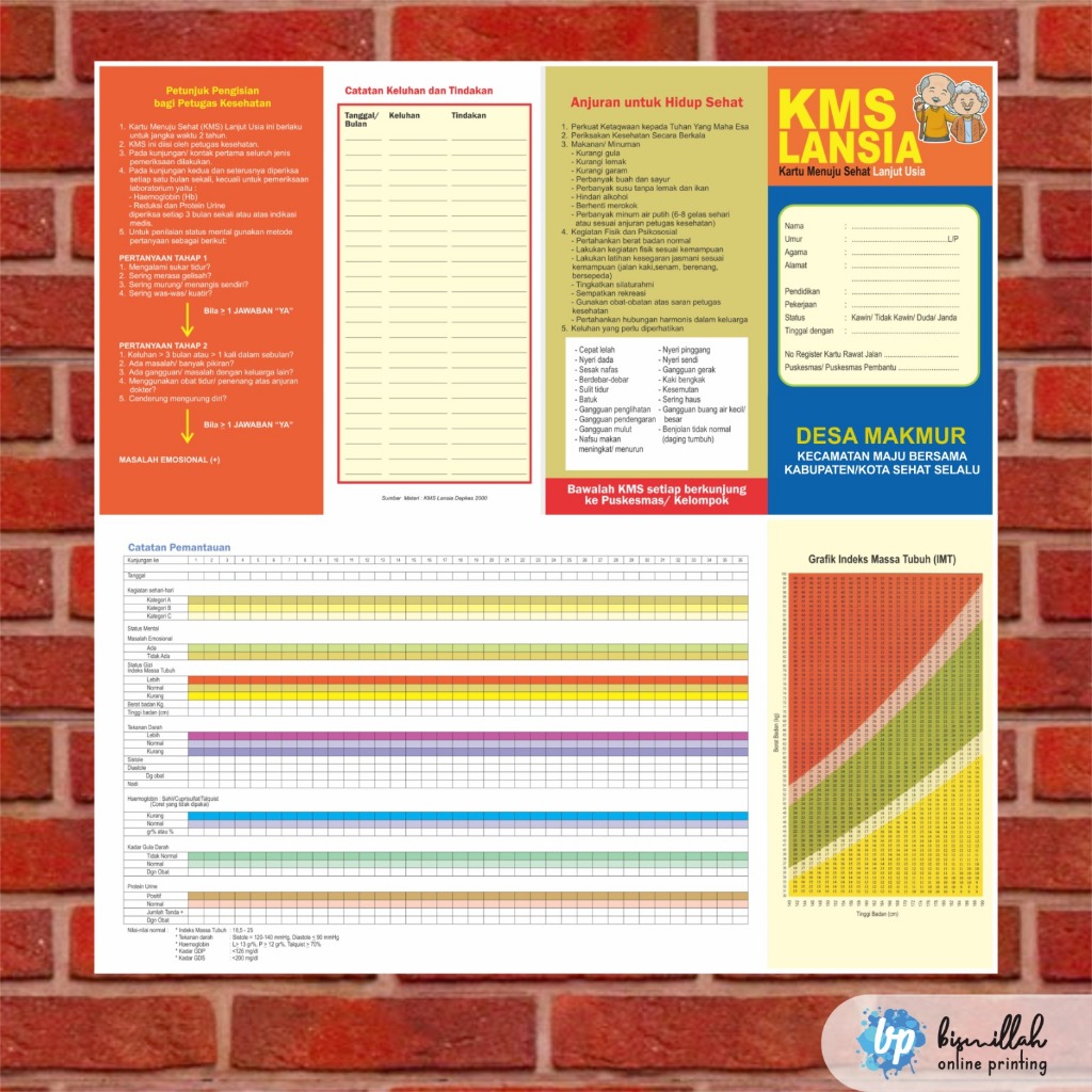 KMS Lansia Kartu Menuju Sehat usia lanjut (min 50lbr)