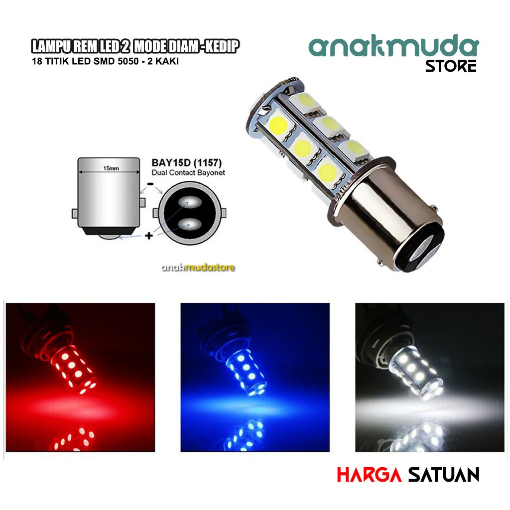 (LR18) Lampu Rem LED 18 titik Stop Lamp Belakang Kedip Variasi Motor Beat Vario Scoopy Nouvo Mio