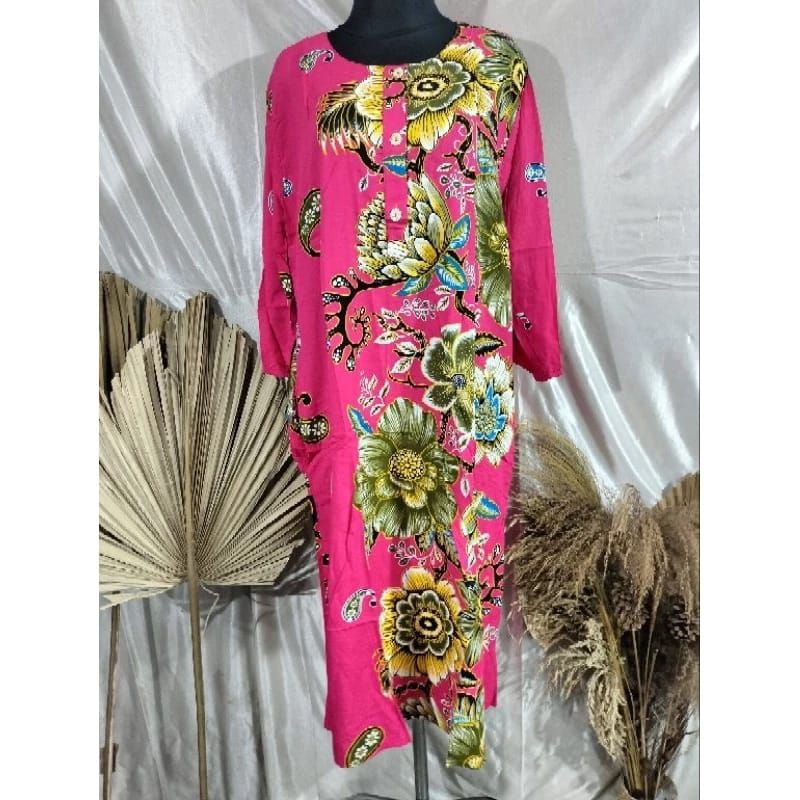 DASTER 19 BATIK KENCANA UNGU LABEL BIRU / BAJU TIDUR WANITA LENGAN PANJANG ⅞