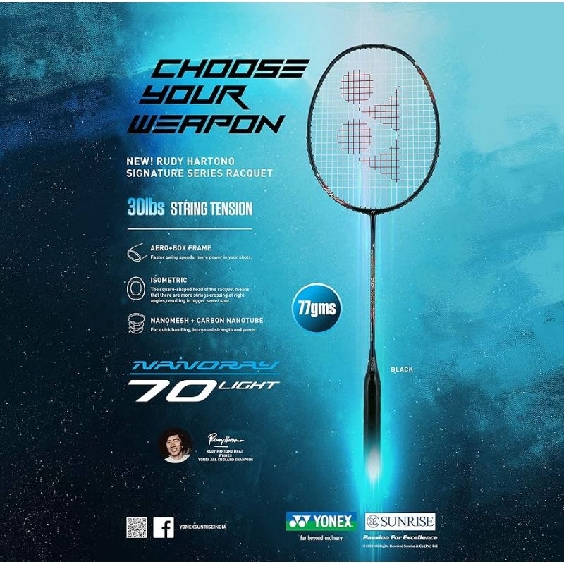 RAKET BADMINTON YONEX NANORAY 70 LIGHT ORIGINAL - RUDI HARTONO