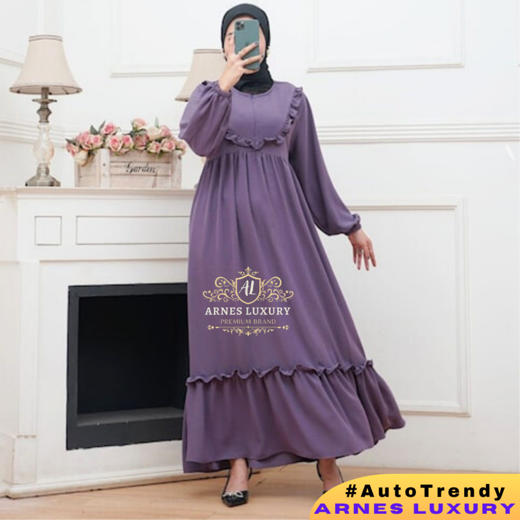 Baju Muslim Mewah Lebaran Gamis Dress Kondangan Fashion Kekinian Wanita Remaja Terbaru Busui Bawah R