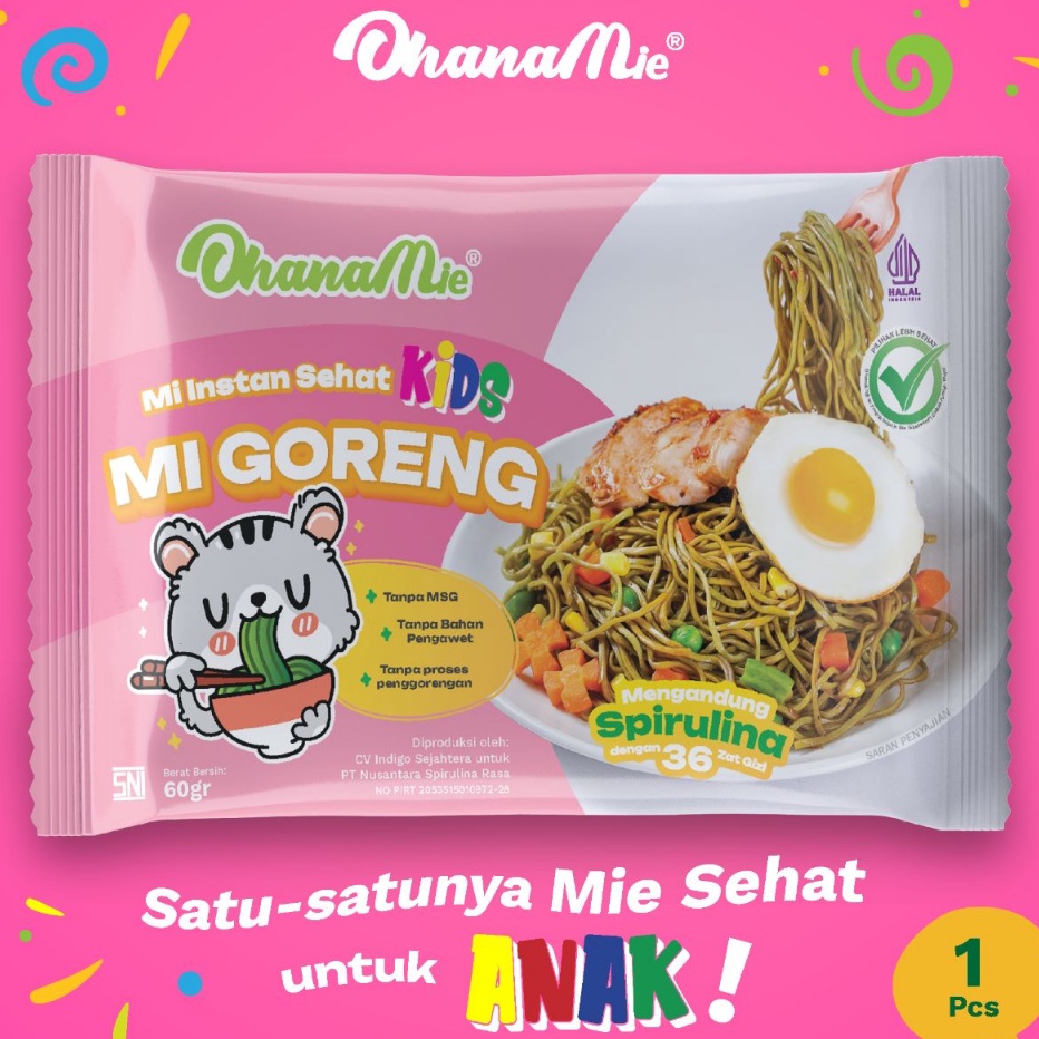 

YYXF6186 COD Mie Instan Goreng Anak Sehat Spirulina Non MSG Ohana Mie 1 pcs