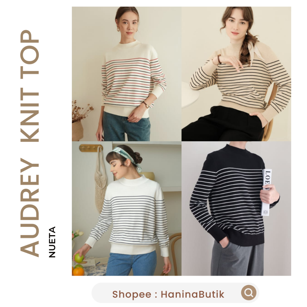(𝗦𝗜𝗔𝗣 𝗞𝗜𝗥𝗜𝗠) AUDREY KNIT TOP SWEATER by HIJABNUETA | NUETA | SWEATER STRIPE KNIT CARDIGAN AUDREY SWE