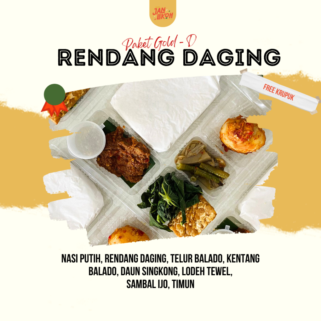 NASI BOX JANLEKOH - PAKET GOLD - RENDANG DAGING