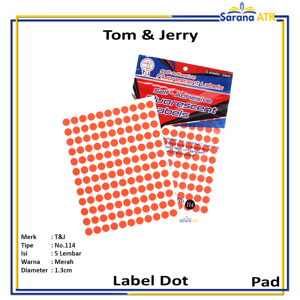 Tom & Jerry - Label Dot Warna NO. 114 Merah - Pad