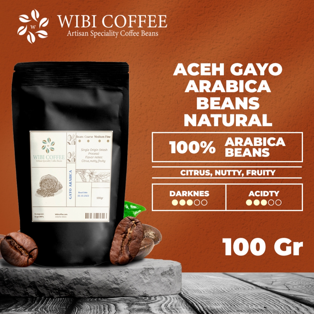 

Wibi Coffee Biji Kopi Arabica Gayo Aceh Natural 100gr