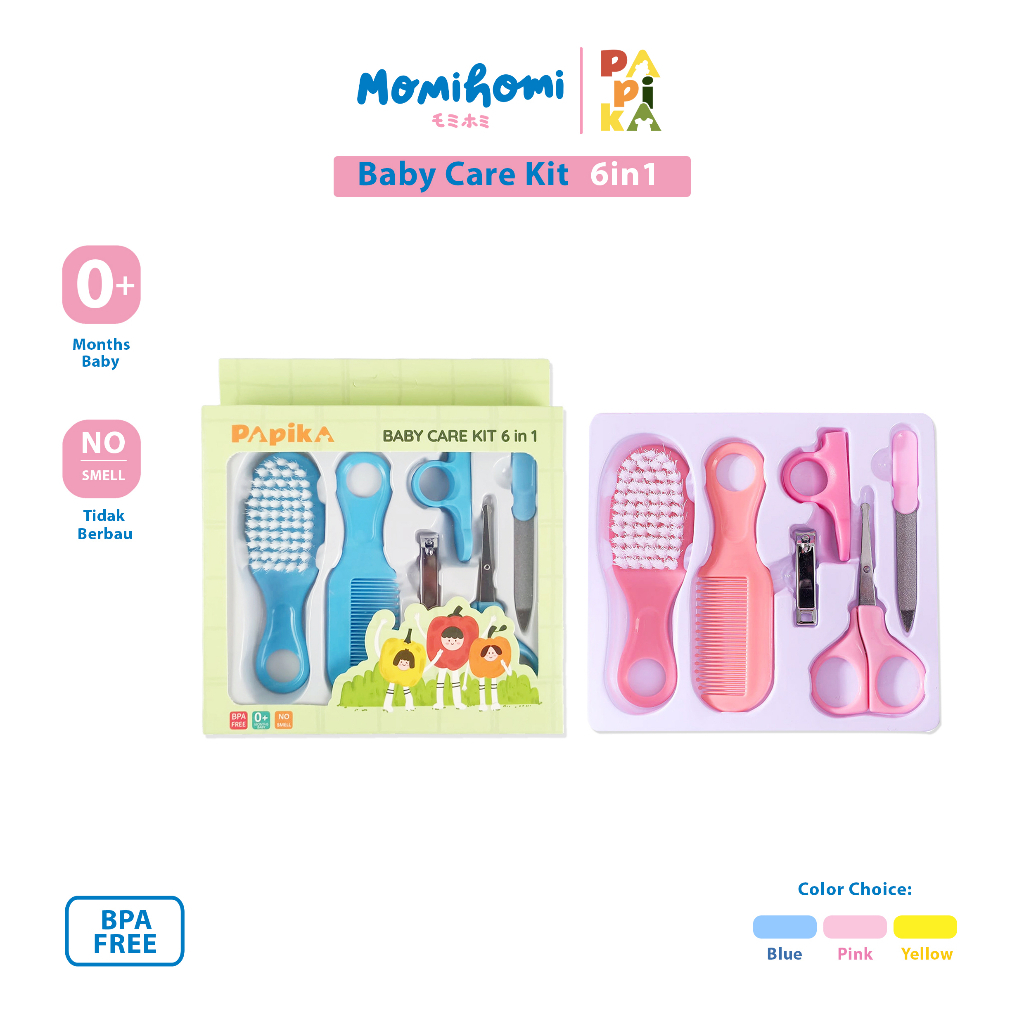 Papika Baby Care Kit Set 6 in 1 Set Perlengkapan / Peralatan / Alat Perawatan Bayi Baby Kit Care Set 6 in 1 Sisir Baby Gift Gunting Kuku Pemotong Kuku Baby Nail Bayi Kado Lahiran Grooming Baby Health Care Thermometer