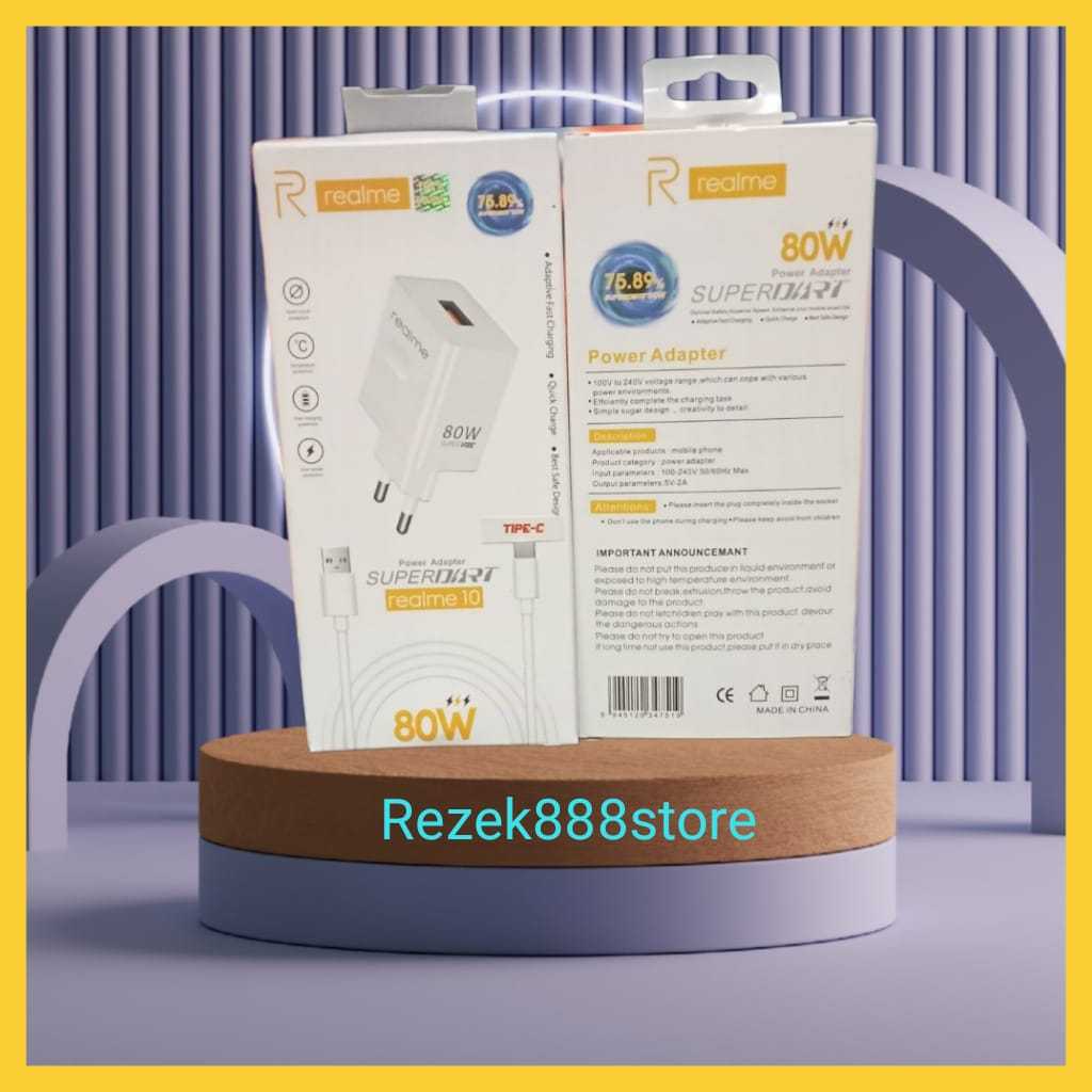 Charger Original for Realme 10 80W Support Fast Carging Super Vooc Power Adapter Super Dart