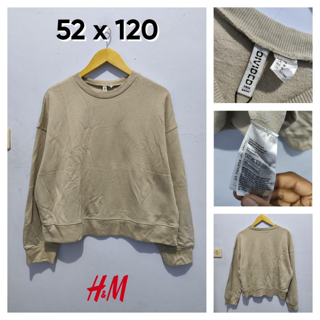Sweater H&M Divided Coklat Susu Coksu Size M Wanita Atasan Crewneck Cewek Outer