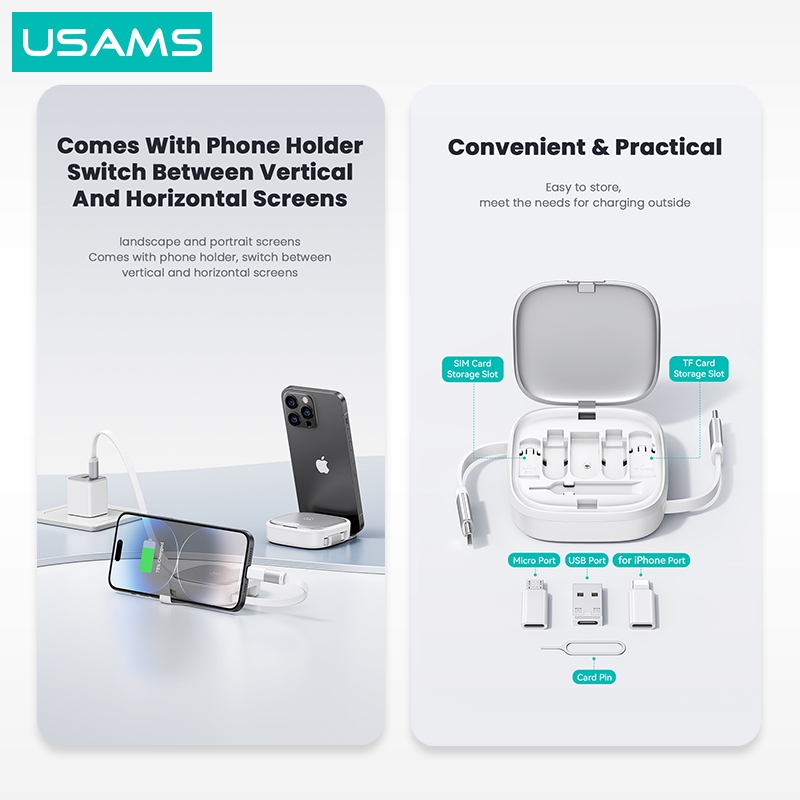 USAMS U87 Kabel Fast Charging Type C Multifunctional Storage Set Box MURAH