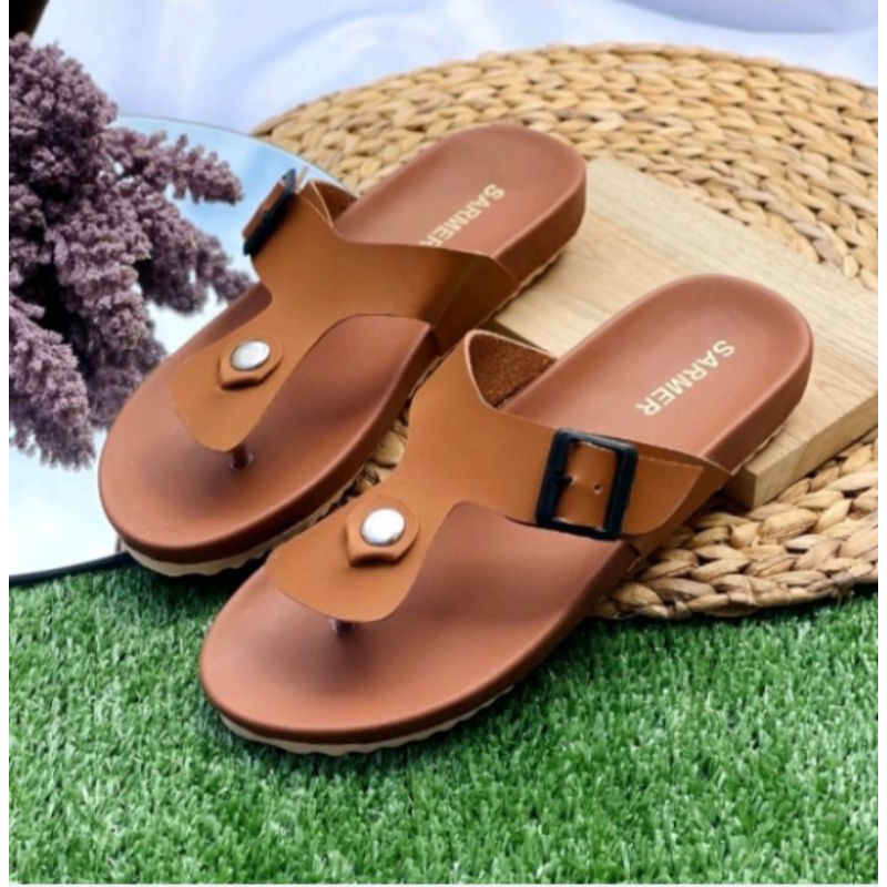 SARMER LOANE SANDAL japit Casual BROWN Sendal Wanita coklat sandal jepit