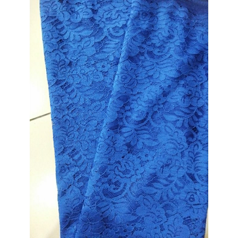 Kain/Bahan Brokat Meteran//Bahan brokat Corneli biru benhur//Kain brokat lace cord