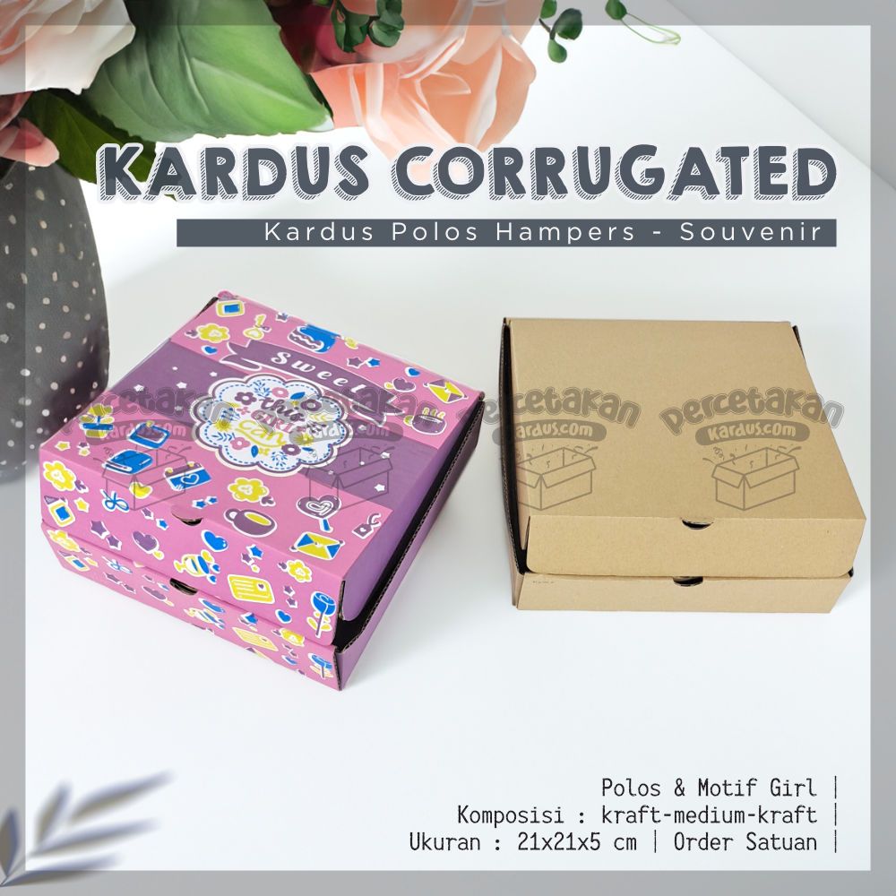 

Kardus Corrugated 21x21x5 CM | Die Cut | Kotak Karton | Box Packing Souvenir Pizza