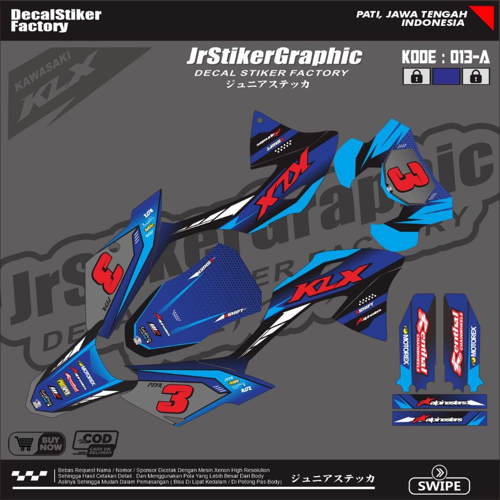 (BISA COD) DECAL KLX 150 BF SUPERMOTO EXTREME KEREN -DEKAL KLX BF TRAIL TRABAS-DECAL STIKER KLX BF H