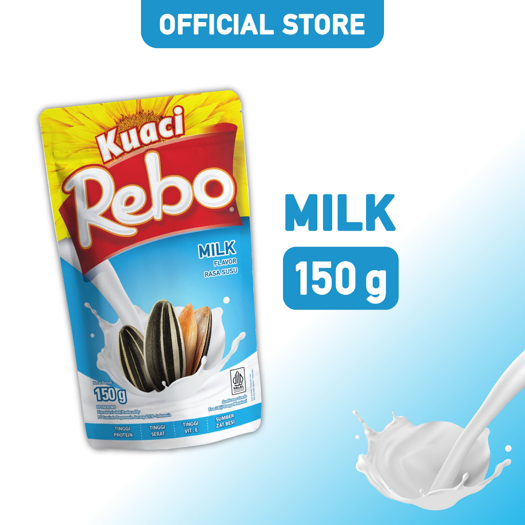 

Rebo Kuaci Rasa Milk Flavor 150 Gram - Cemilan Biji Bunga Matahari