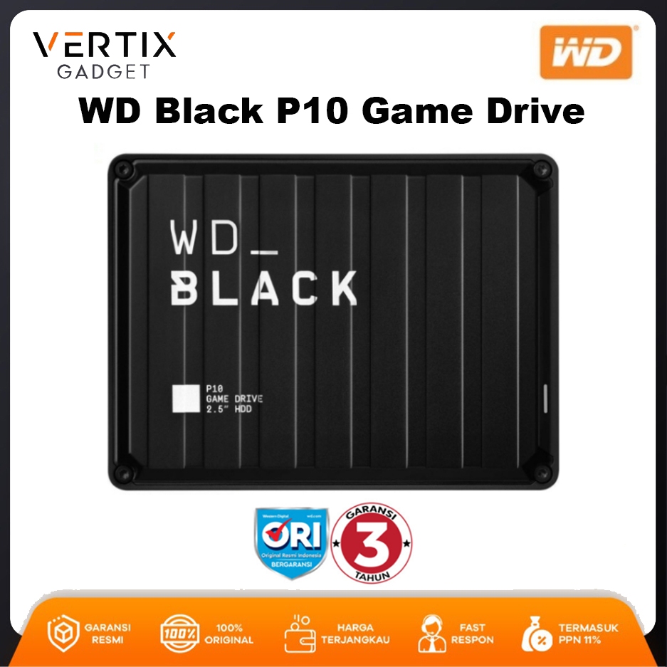 Harddisk Hard Disk Hardisk HD External Eksternal Gaming 2TB 4TB | 2 4 Tera TB WD Black P10 Game Drive - Garansi 3 Tahun