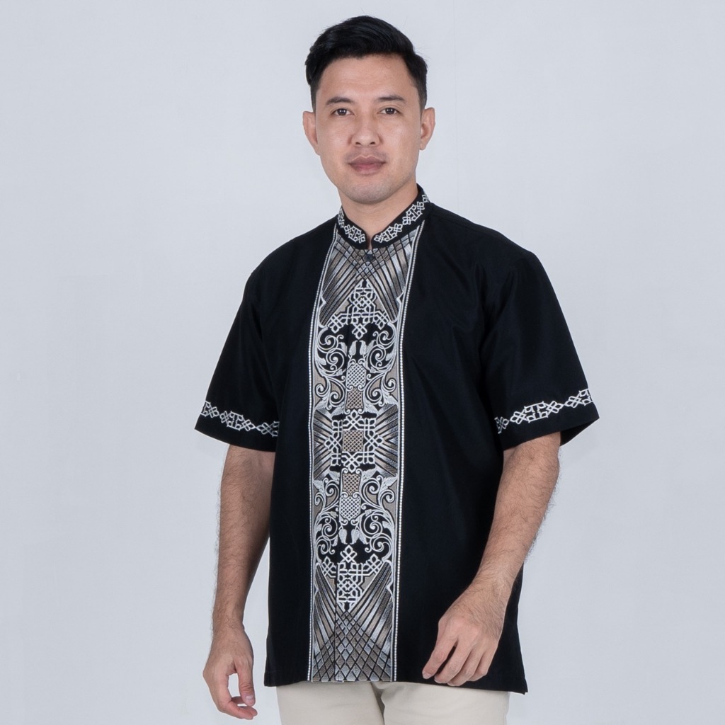 ORIGINAL BENHILL TAQWA KOKO BORDIR PRIA PENDEK BLACK 2423-86-87