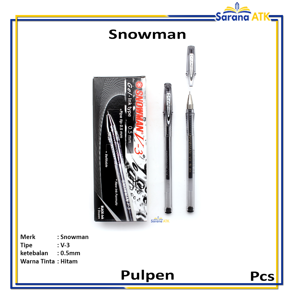 

Snowman – Pulpen Gel Pen V3 0.5mm Hitam – Pcs