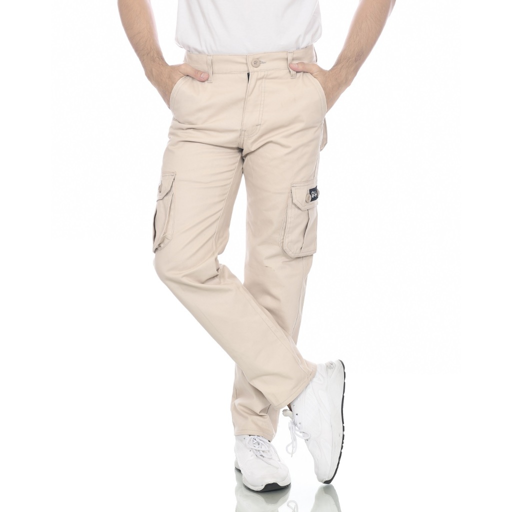 Celana Cargo Panjang Pria STWOZ Cream Bahan Twill Strech Premium Size S-5XL Gratis Ongkir COD