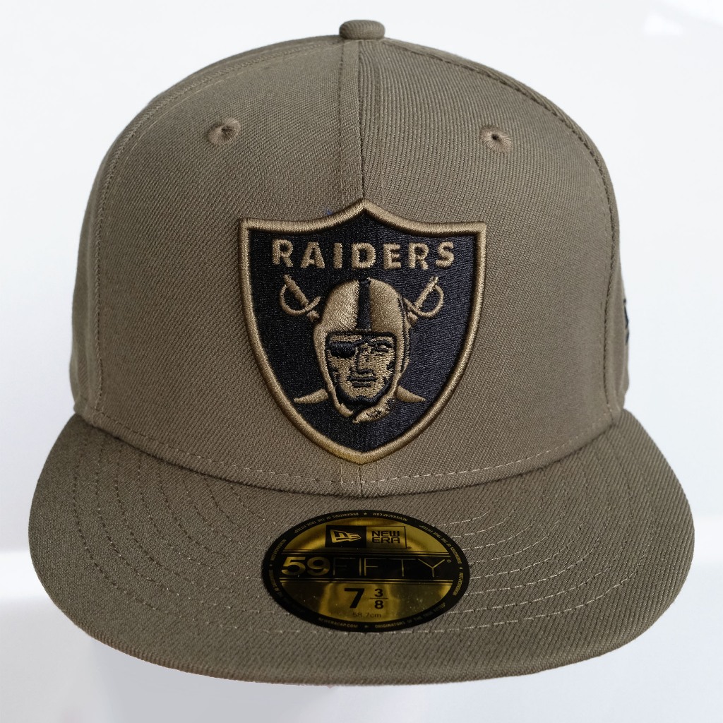Topi New Era Original Raiders Hijau Olive Logo 59Fifty 7⅜ [58.7 cm]