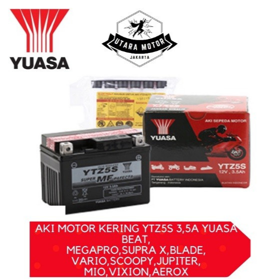 YUASA Aki Kering Motor Super MF YTZ5S 3.5Ah Honda Mio Beat Vario Byson