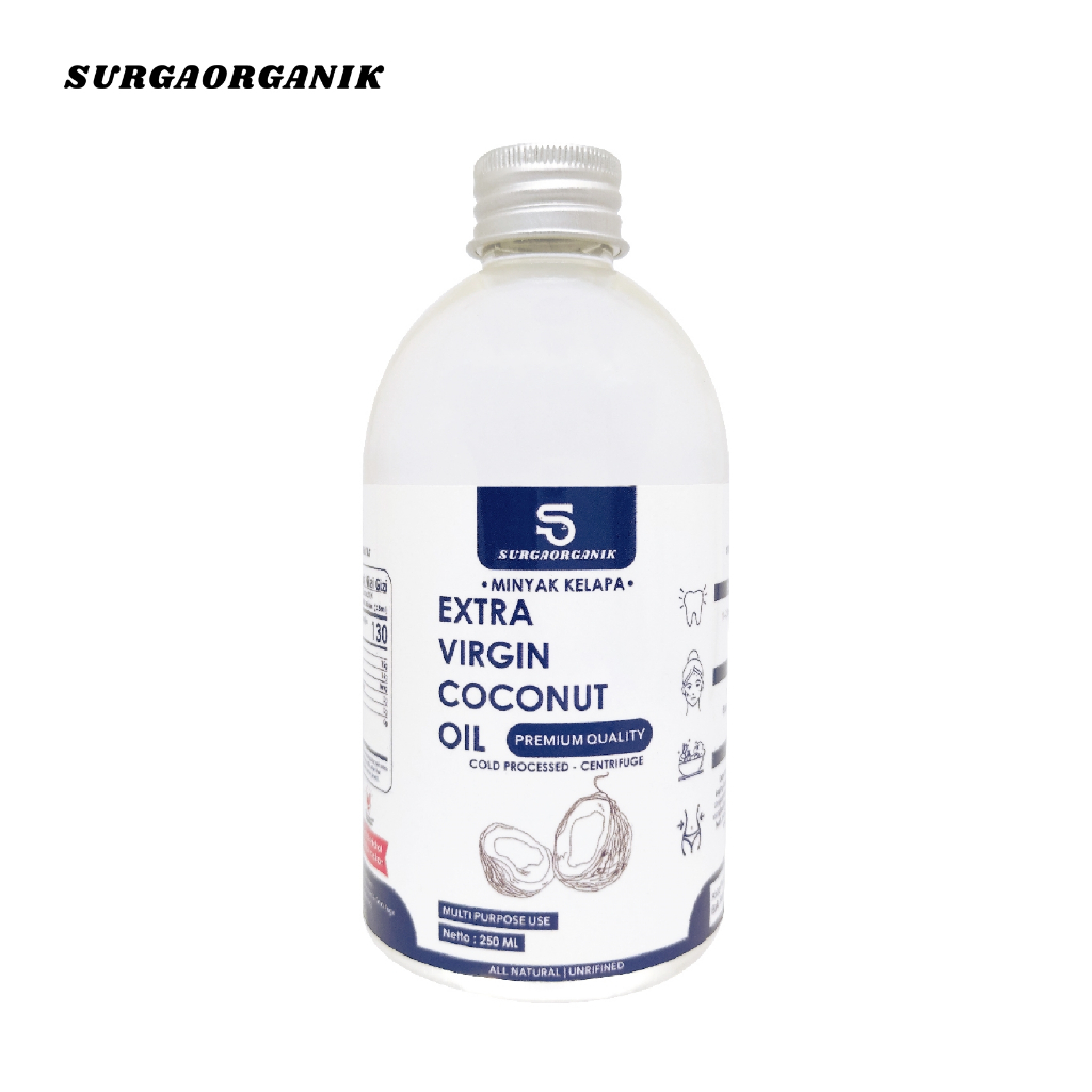 

Extra Virgin Coconut Oil VCO 250ml - Minyak Kelapa Murni 100% surgaorganik