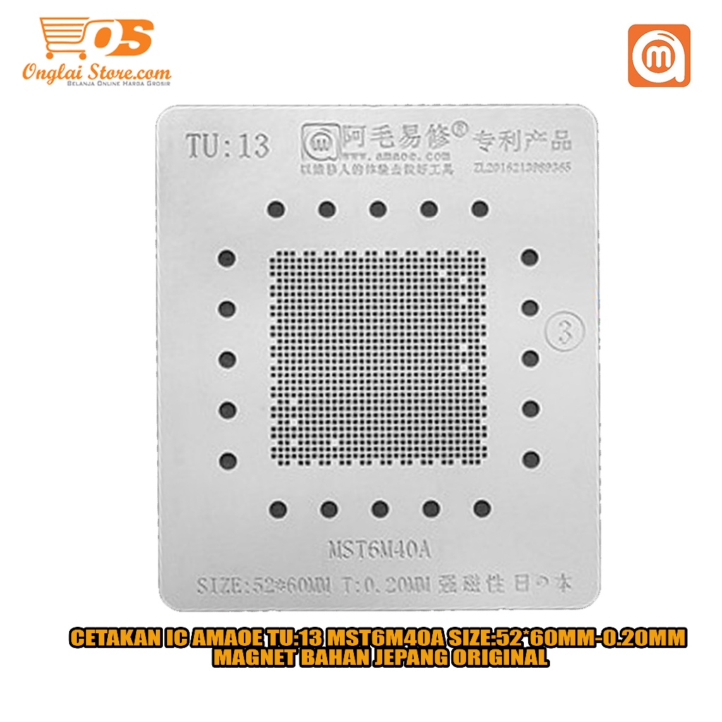 CETAKAN IC AMAOE TU:13 MST6M40A SIZE:52*60MM-0.20MM MAGNET BAHAN JEPANG ORIGINAL