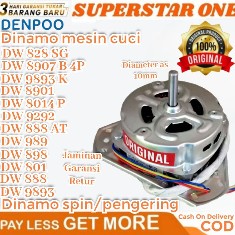 Dinamo/motor pengering mesin cuci Denpoo DW 828 SG/DW 8907 B 4P/DW 9893 K/DW 8014P/DW8901/DW9292/DW8